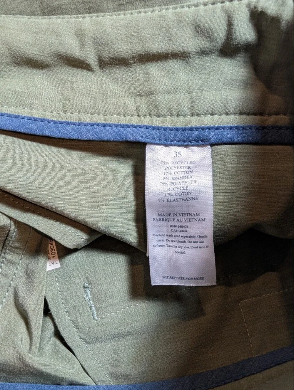 Faherty Men's 35 Olive Green Casual Shorts - Lightweight Everyday All Day Wear